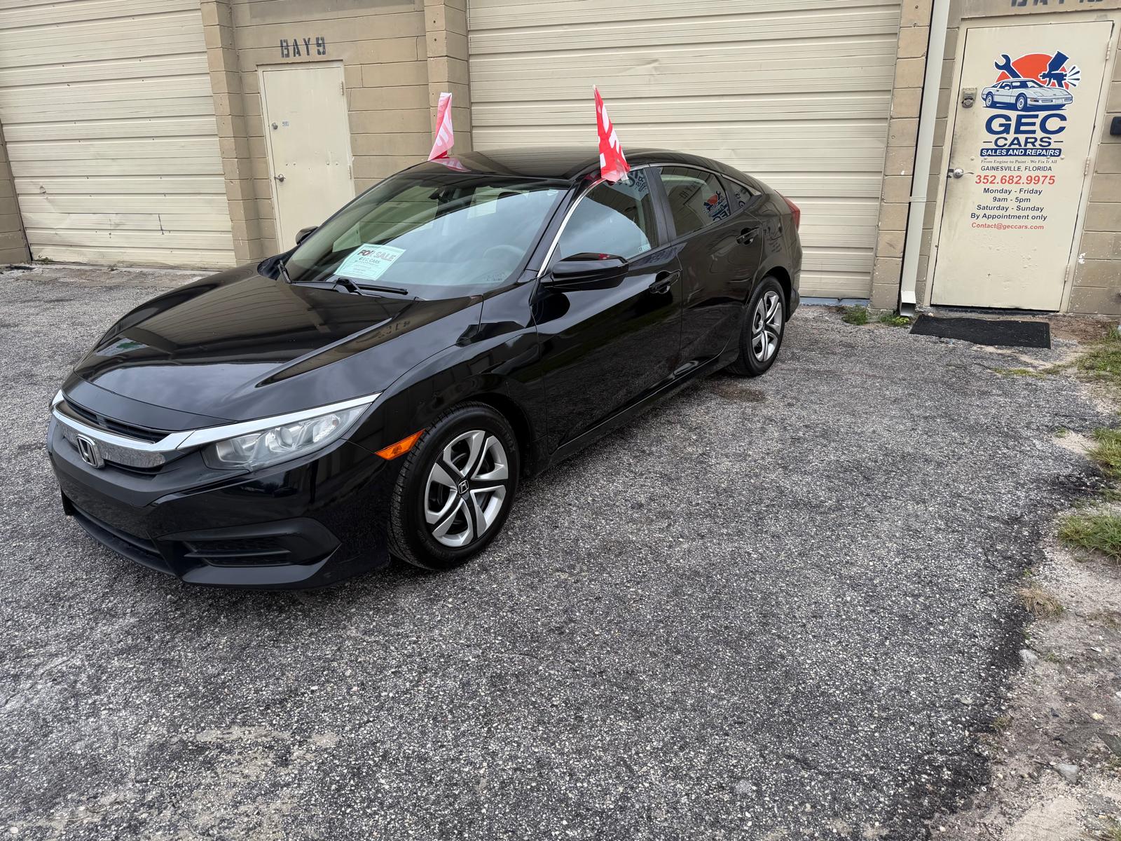 2018 Honda Civic LX front angle at G.E.C Cars in Gainesville